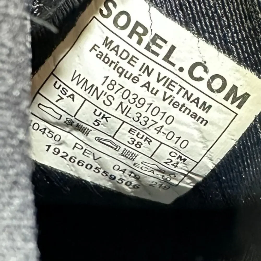 Sorel Kinetic Sneak Slip On High Top Sneaker Womens Size 7 Black White